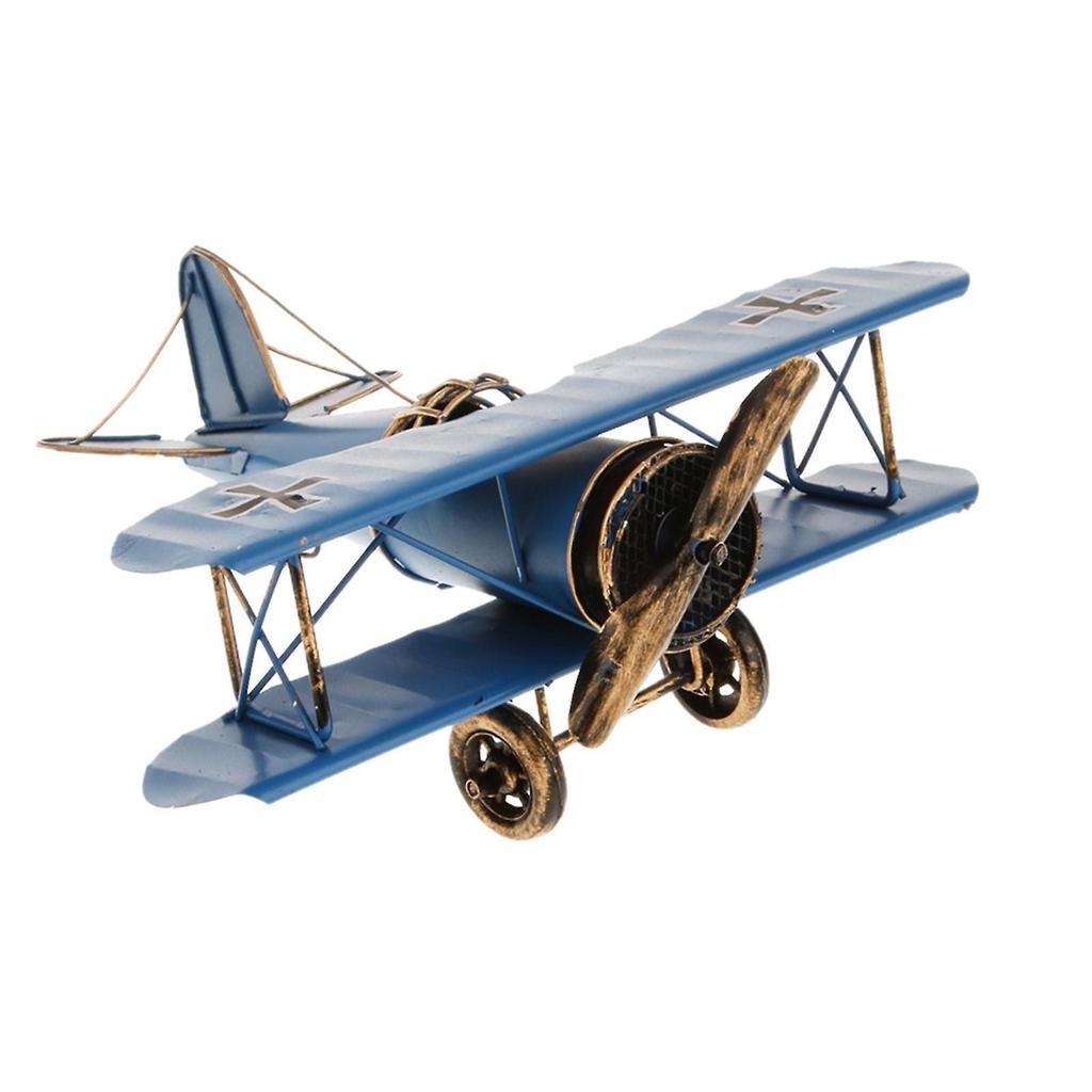 Vintage Metal Airplane Model Biplane Military Aircraft Toy for Children Gift