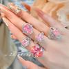 High Carbon Light Luxury Argyle Pink Diamond Bird's Nest Micro-Pave Ring for Women