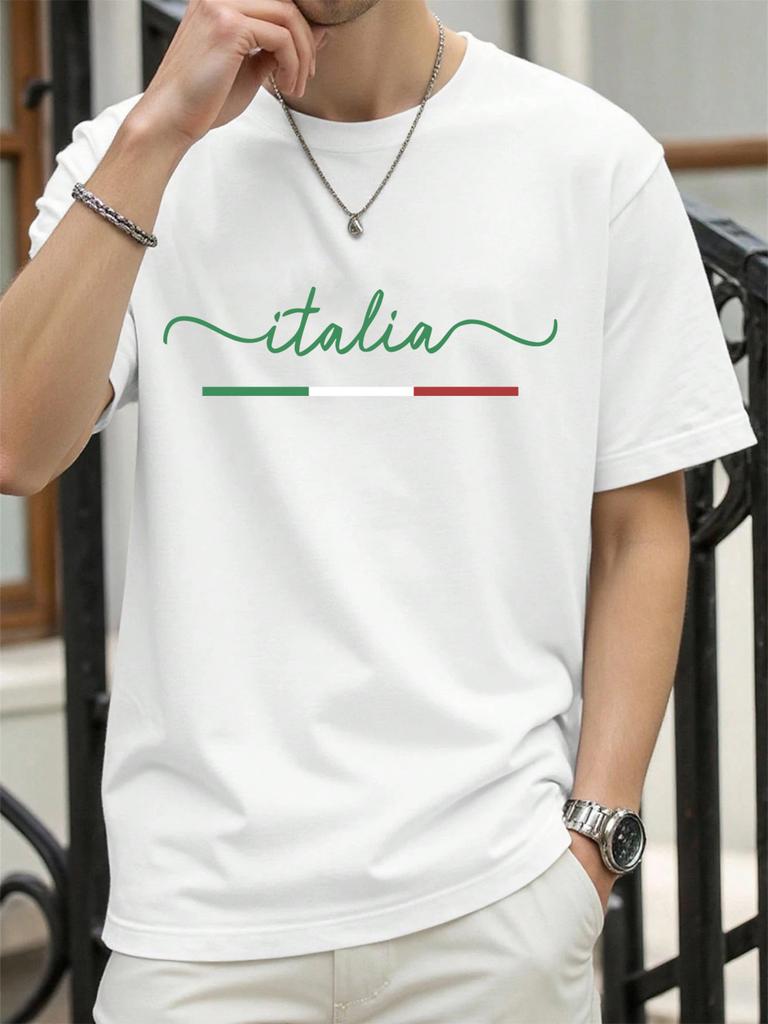 Classic Colors Representing Italy Pattern TShirt Mens Summer Soft T Shirts Cotton Comfortable Sportswear Unisex Hip Hop Clothes