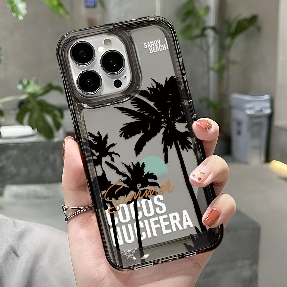 Sea Coconut Tree For Iphone 16 15 14 13 12 11 Pro Max Plus Phone Case 17 Air 16 Advanced Anti Fall Phone Case Cover