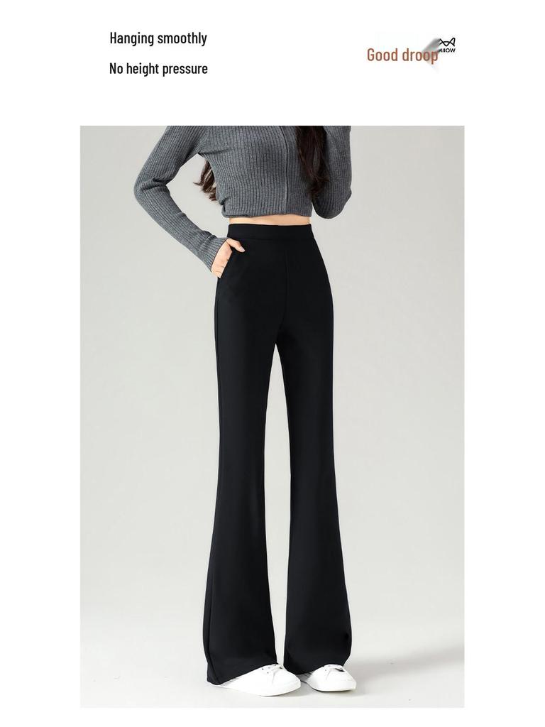 Women's High-Waisted Black Flare Pants - Slim Fit, Stretch, Petite Size, Spring/Autumn 2026 Collection