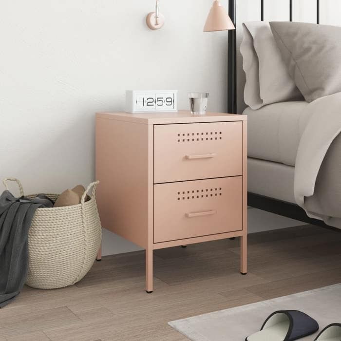 VidaXL Pink Bedside Table 36x39x50.5 Cm Steel 842924