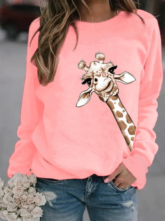 2026 Unisex Round Neck Giraffe Print Sweatshirt