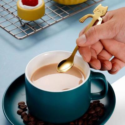 Cucchiaio da Tazza Appeso in Acciaio Inossidabile Cucchiaio da Gatto Cucchiaio da Caffè Cucchiaio da Torta Cucchiaio da Dessert Cucchiaio da Tazza Cucchiaio Appeso Cucchiaio Portatile Regalo