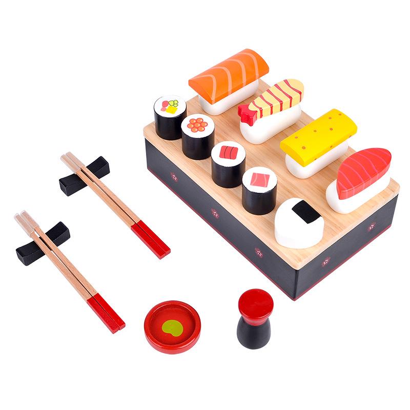 Wooden Sushi & Dessert Bento Play Set for Kids: Children's Simulation Japanese Food Kitchen Toy Game Set