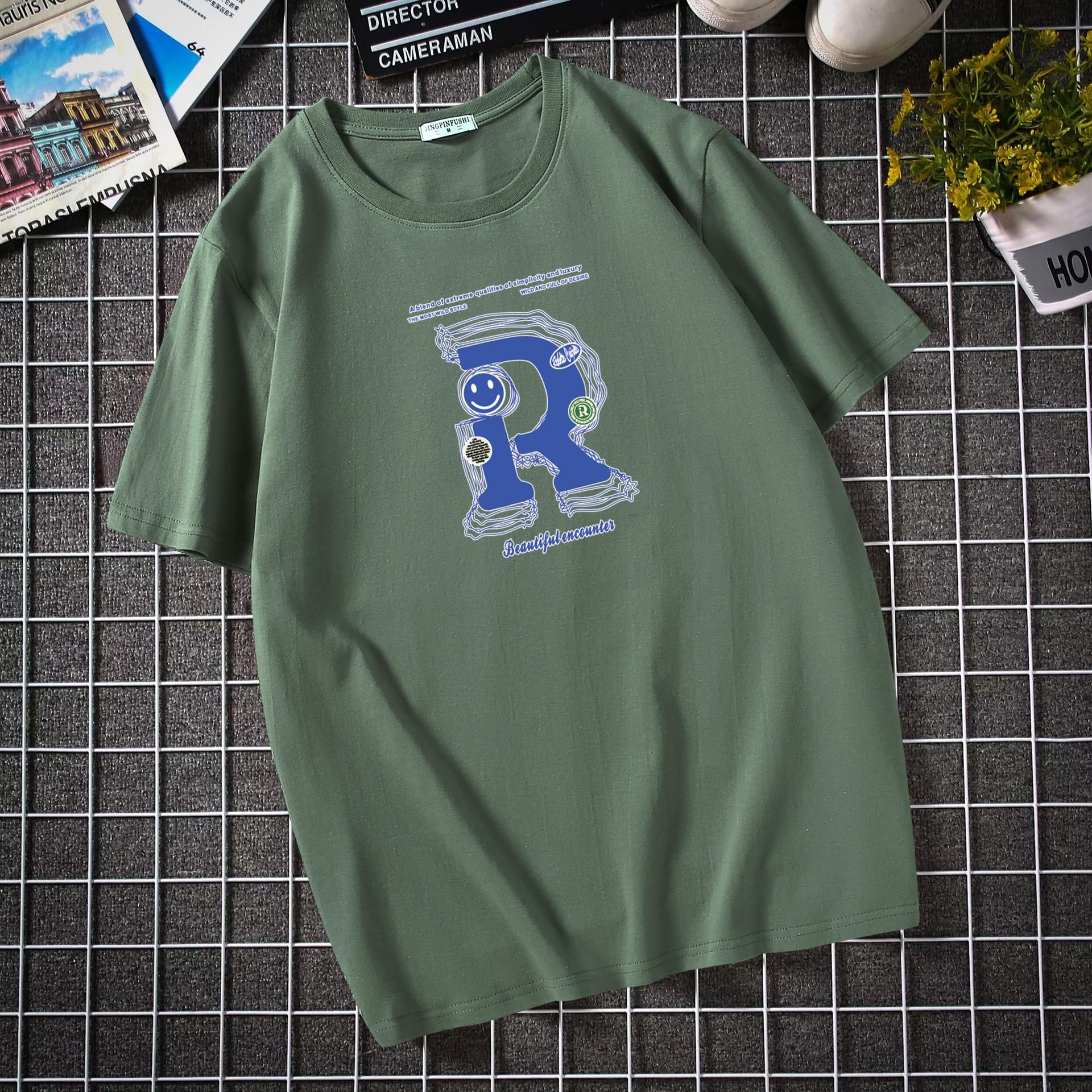 

4XL-12XL Мужская хлопковая повседневная футболка с круглым вырезом больших размеров, очень большая футболка с коротким рукавом и круглым вырезом, студенческая футболка 4XL зелёный