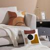 Geometric Square Warm Color Modern Simpe Art Cushion Cover Linen Pillowcase Soft For Sofa Bed Home Room Decor