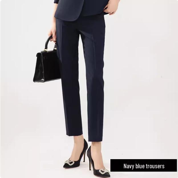 Navy Blue High-End Professional Goddess Suit - Spring/Autumn Two-Piece Skirt Set for Jewelry Store Workwear