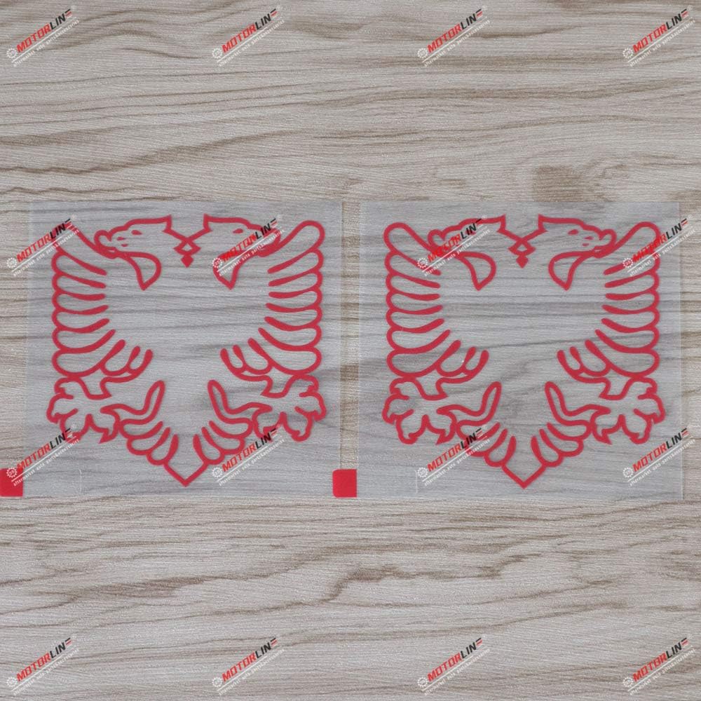 

2X red 5 Albania Double Headed Eagle Decal Sticker Albanian Car Vinyl Die Cut no bkgrd Style c красный
