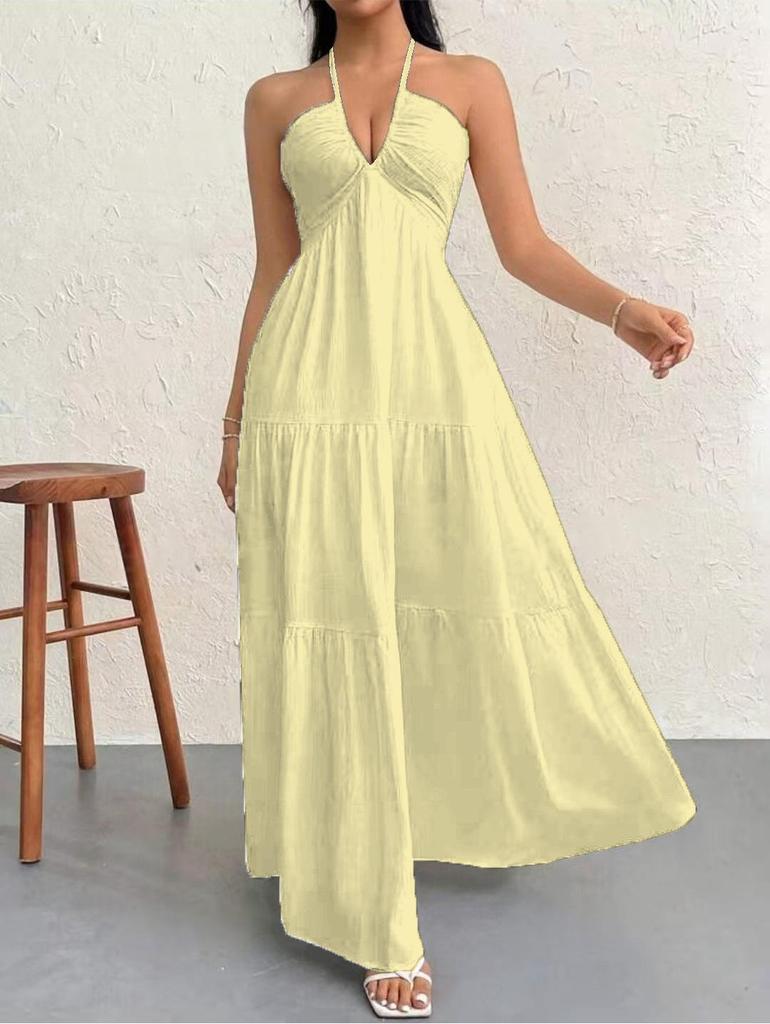 Abito da Sposa e Festa Bohemien Profondo Scollo a V Sulla Spalla con Cintura per Donna