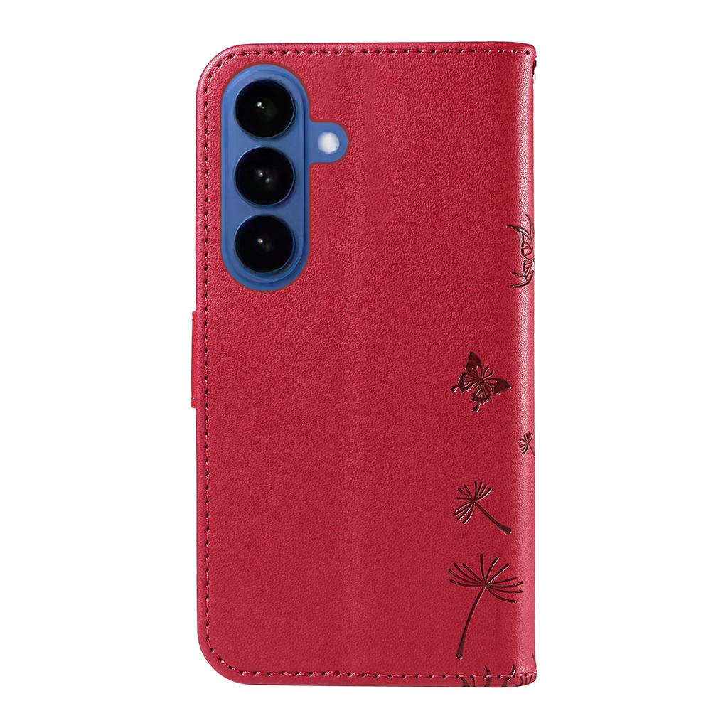 For Samsung Galaxy S26+ Leather Wallet Case with Strap Dandelion Imprint Phone Stand Cover