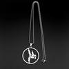 Karate Taekwondo Girl Pendant Necklace For Women Men Stainless Steel Silver Color Sports Hiphop Fashion Chain Jewelry Gifts