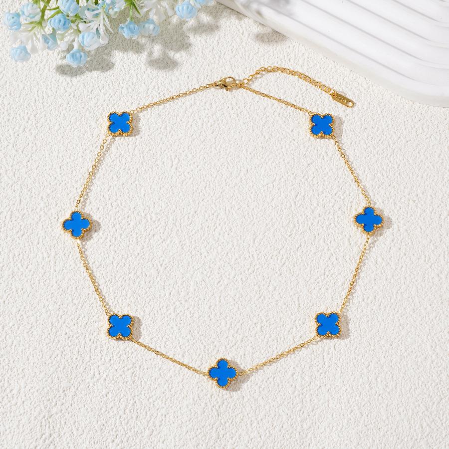 7 Flowers 13mm Double-sided Titanium Steel Four-leaf Clover Necklace Does Not Lose Color 18k Light Luxury Ladies Necklace