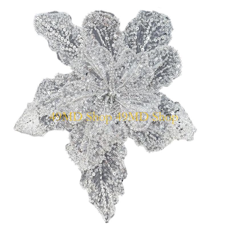 49MD Eye-Catching Flower Applique Sequined Sewing On Patches for Wedding Dress