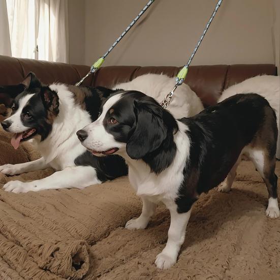 Double Dog Leash 360-degree Swivel Tangle-free Dual Dog Leash Walking