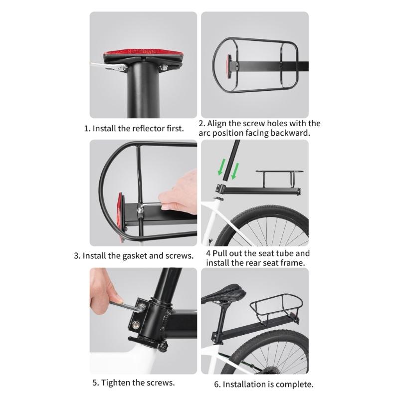 Gepäckträger mit reflektierenden Sicherheitsmerkmalen, 3 Größenadapter, 6 kg Traglast, für den täglichen Gebrauch
