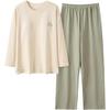 [IDOWELL] Women's Pajamas, Long Sleeves, Cup Included, Room Wear, Cotton, Long Pants, Top and Bottom Set, Loungewear, Comfortable, Spring, Summer,