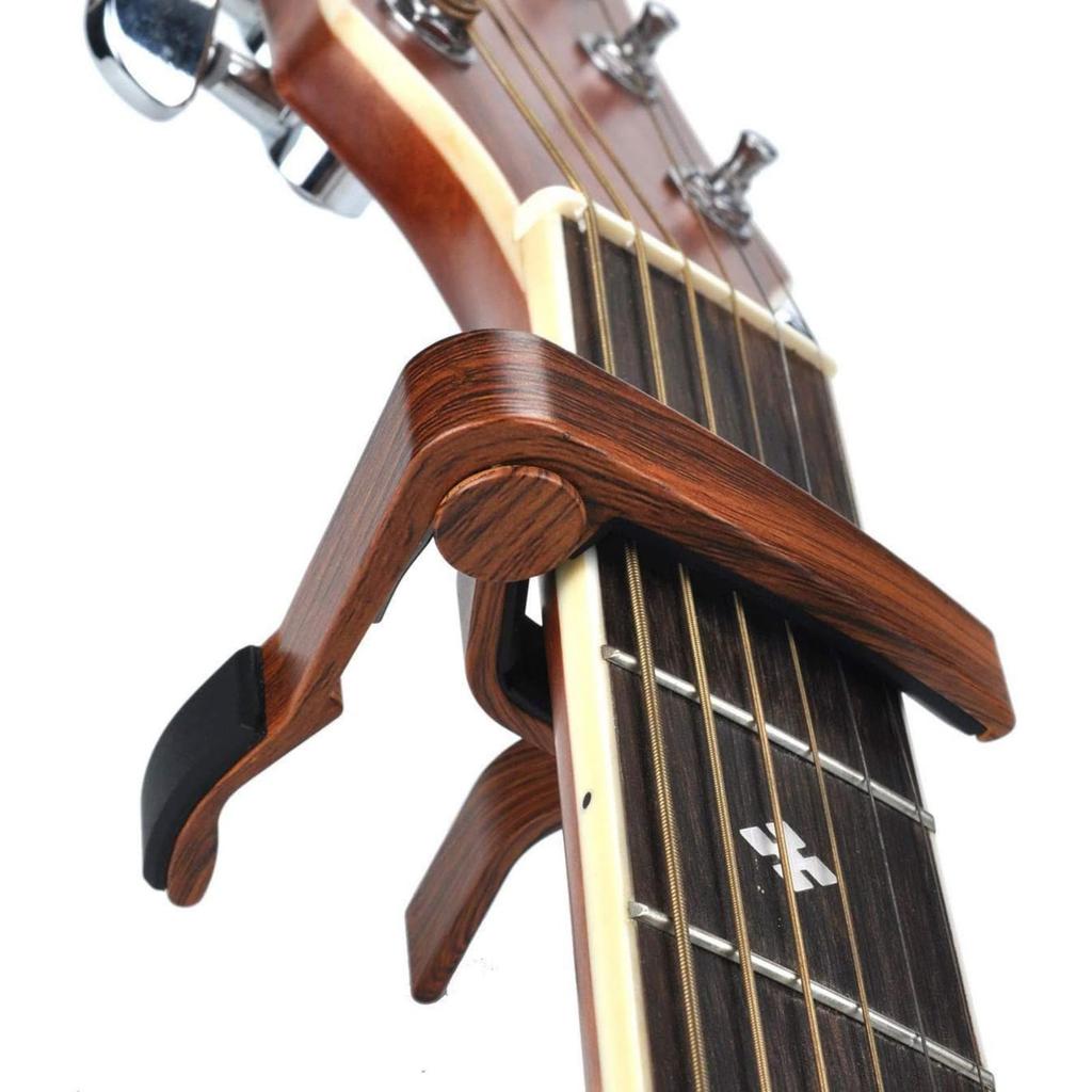 SLEEKSTATION Guitar Wood Grain for Electric Attachment 2-Pack Capo, Finish, Guitars/Ukuleles/Acoustic Guitars, One-Touch