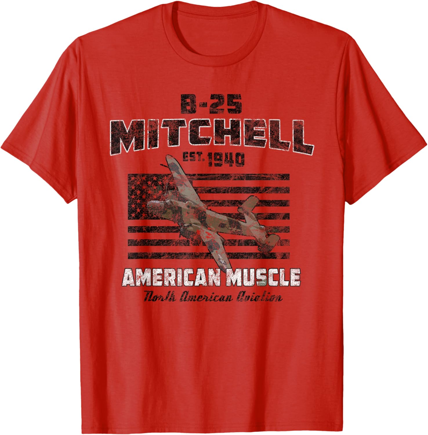 

Vintage WWII B25 Mitchell Bomber American Muscle TShirt 100 Cotton ONeck Short Sleeve Summer Casual Mens Tshirt Streetwear S