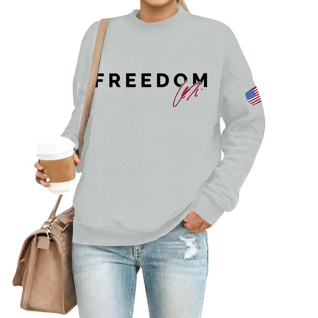Women's Casual Fashion Round Neck Long Sleeve  Printed Sweatshirt