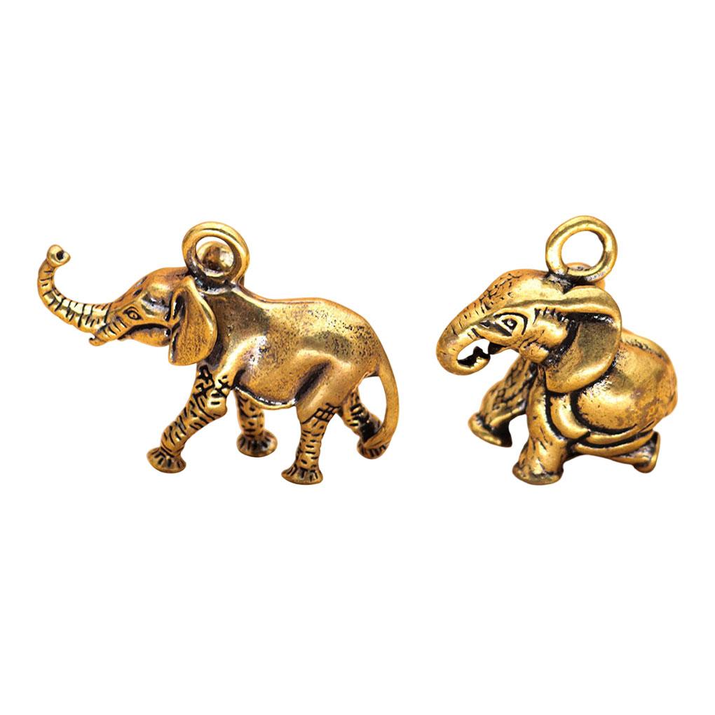 Antique Elephant Pendant Vintage Animal Charm Keychains Jewelry Decoration Crafts Figurines Desktop Decor Handmade
