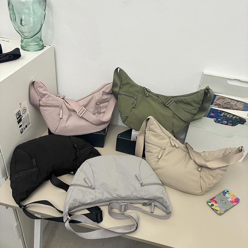 Trendy Cow Horn Bag With Durable Nylon And Zip Closure For Daily Casual Outfits