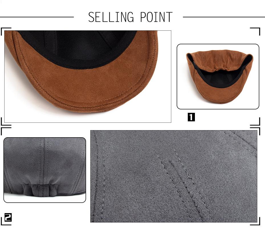 Men's Retro Suede Beret: Autumn/Winter Elastic Duckbill Painter Hat
