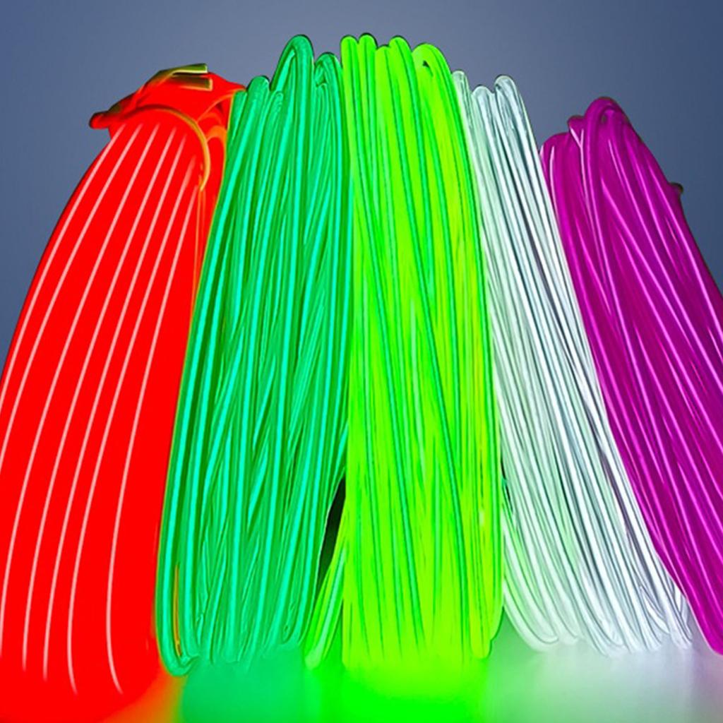 Cuttable Glowing Rope Lights Flexible Glow EL Wire Cable Neon Light Wire Noise Reduction with Battery Pack Enduring