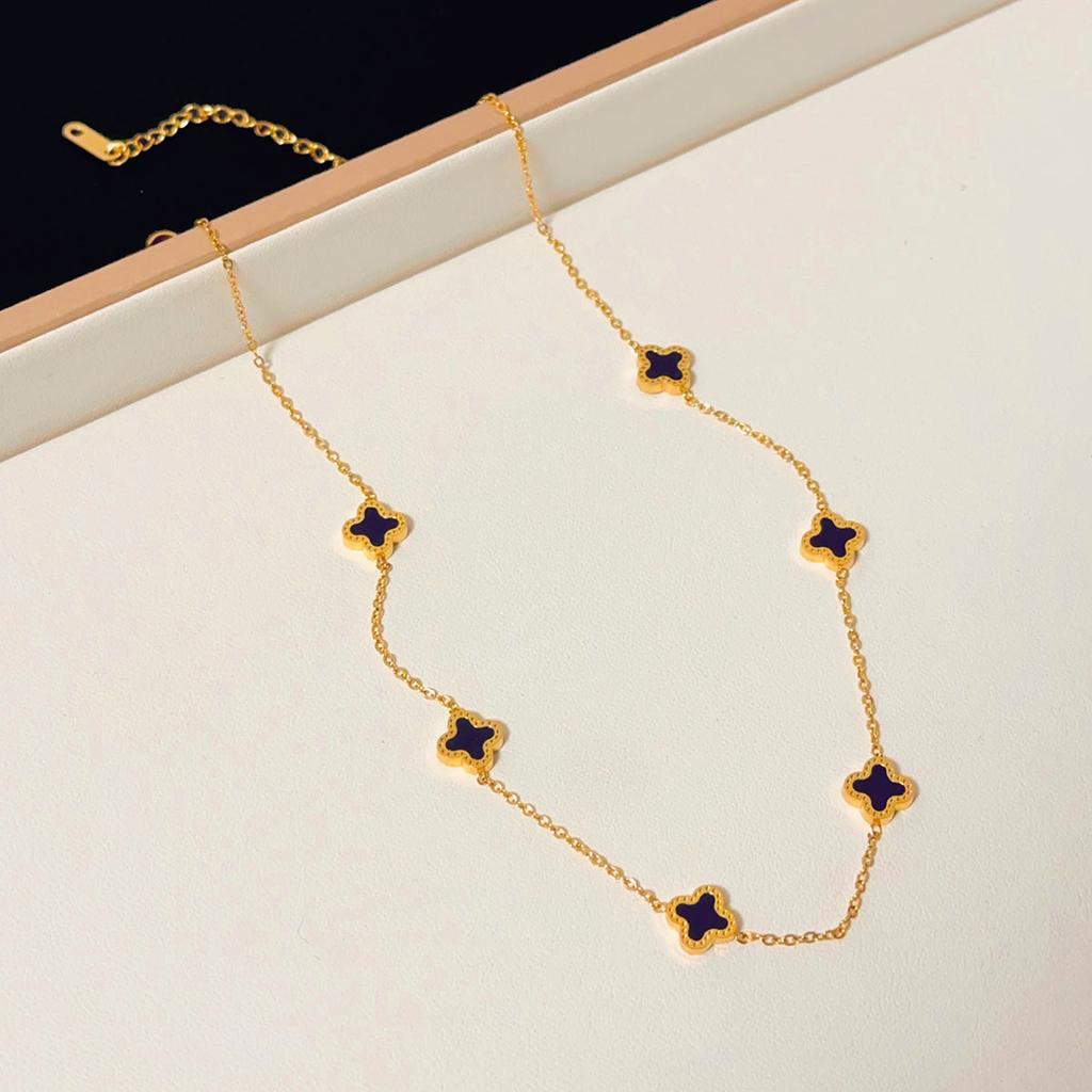 Simple Four-Leaf Clover Necklace Premium Sense Of Light Luxury Versatile Delicate Collarbone Chain Titanium Steel Does Not Lose Color Women's Necklace