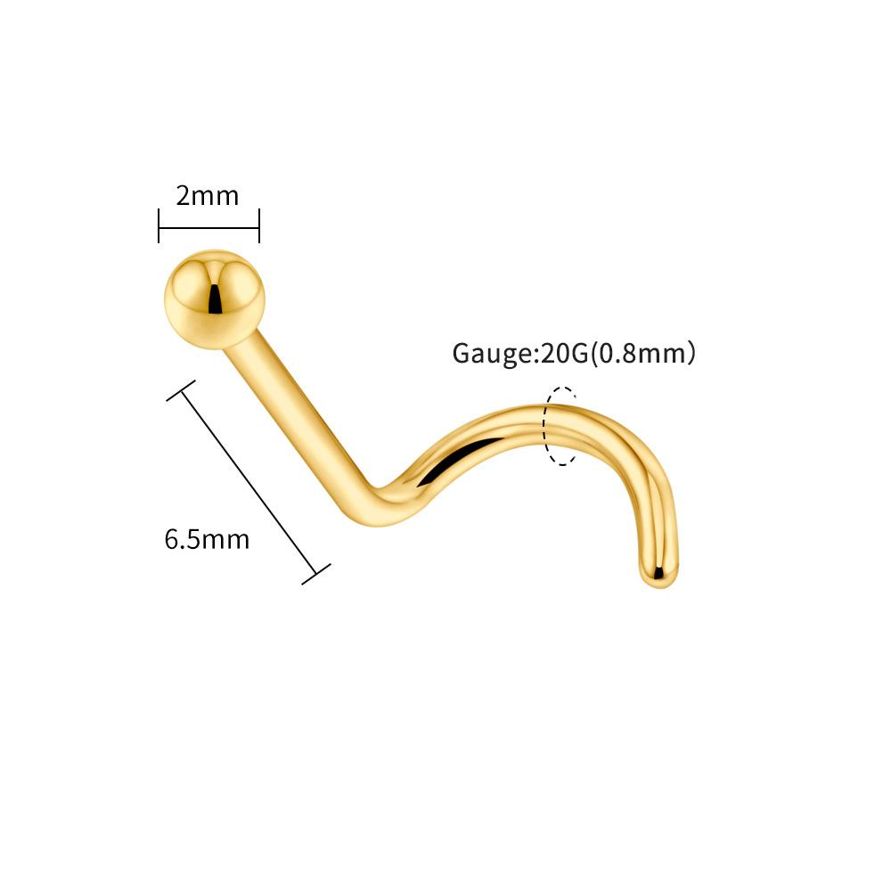 Right Grand ASTM F136 Titanium 20G Nose Stud Ring Hypoallergenic CZ/Ball/Heart/Star Corkscrew Nose Nostril Body Piercing Jewelry