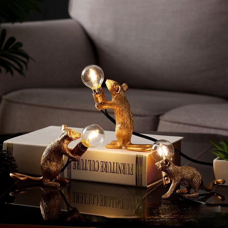 Mouse Table Lamp Nordic Animal Lamp Living Room Dining Room Bedroom Clothing Store Cartoon Resin Table Lamp