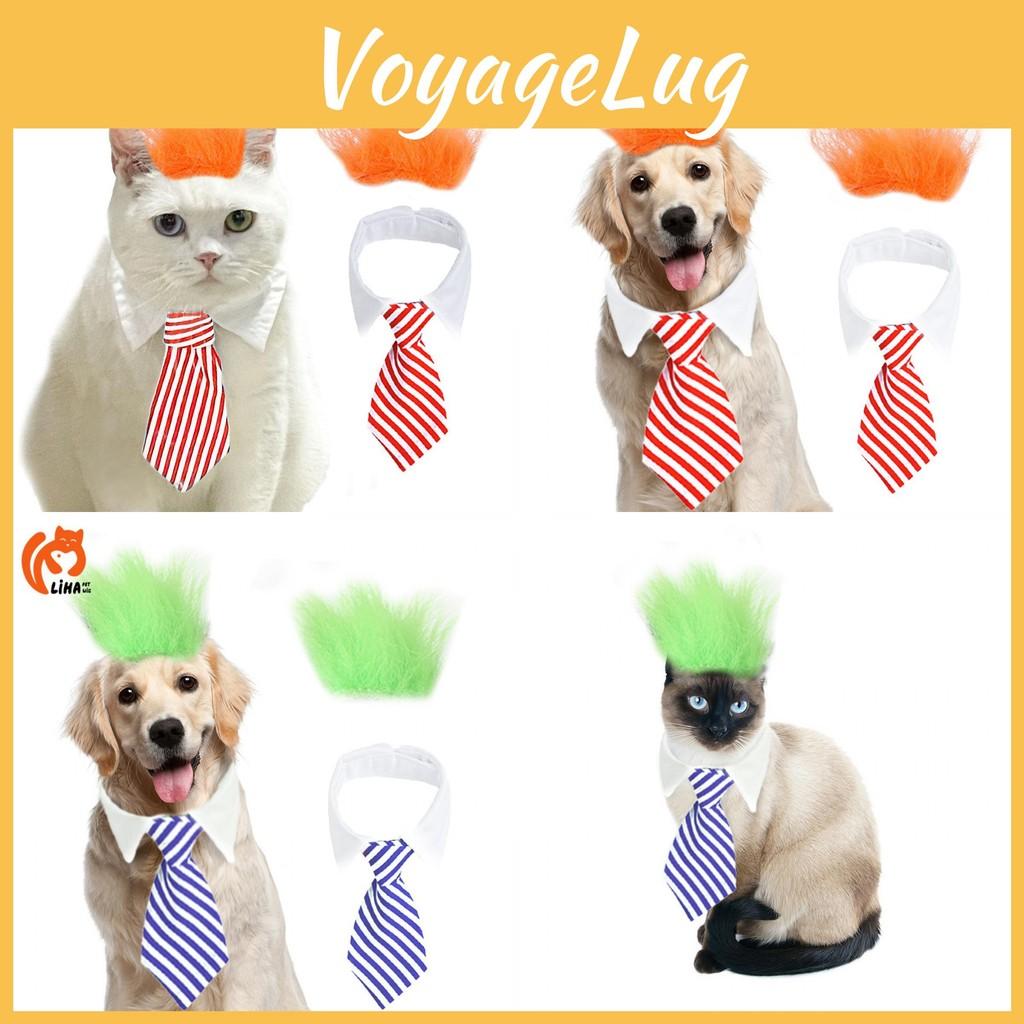 Unique Fluffy Hair Wig With Blue Tie For Cats And Dogs Ideal For Weddings And Birthdays
