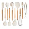 White Silicone Wooden Handle Soup Spoon Spatula Brush Scraper Pasta Egg Beater Non-stick Kitchen Cooking Tools Kitchenware