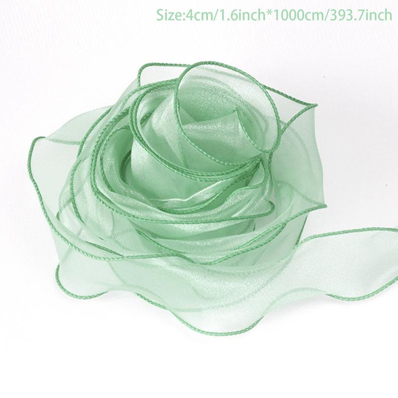 10M Sheer Wired Organza Ribbons with Golden Edge Chiffon Ribbon Wrapping Gift Box Wedding Bridal Bouquet Christmas Decoration