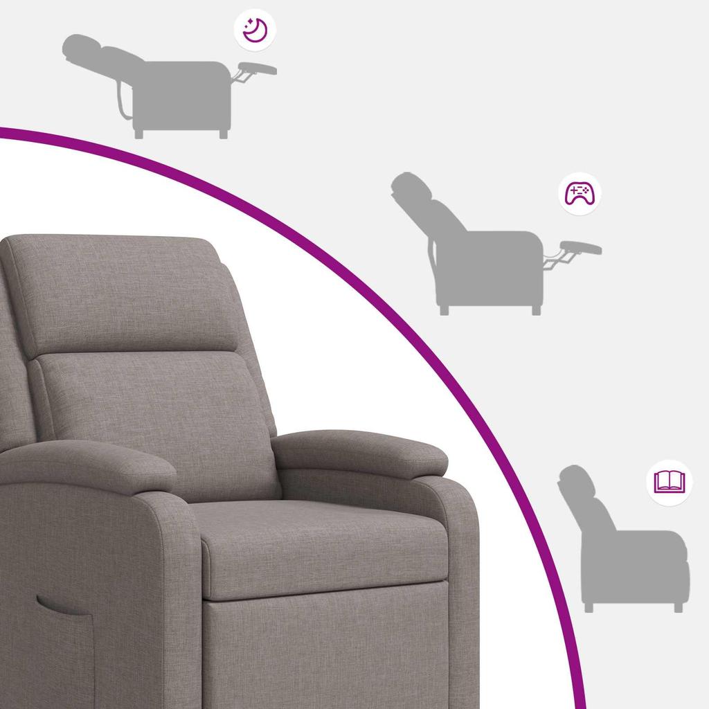 Massage Recliner Taupe Fabric
