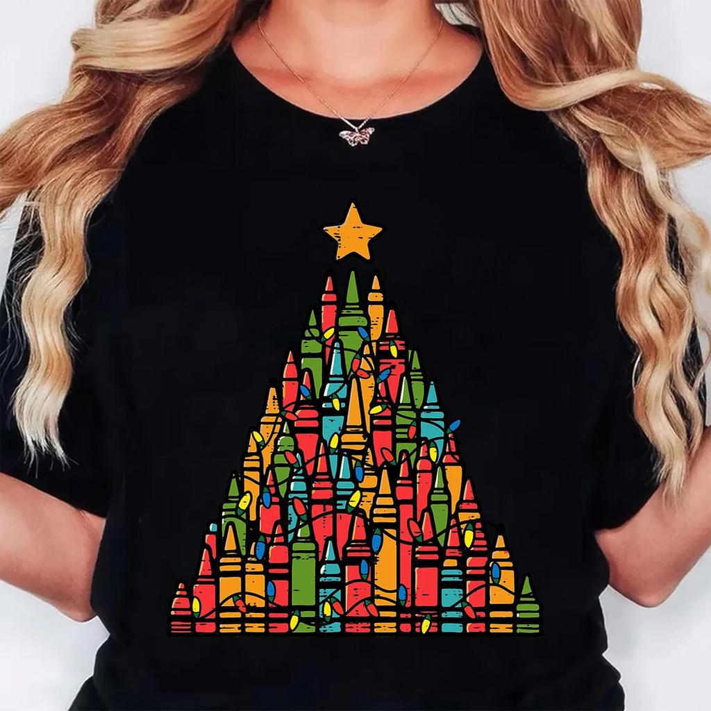 Christmas Tree Print Tshirts Women Unisexga Graphic Y2K Tee Harajuku Top FeUnisex Japanese Unisexga Designer Clothing