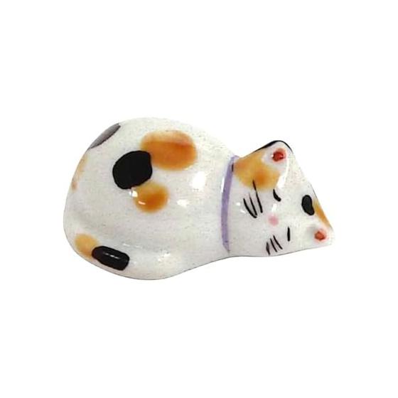 Tanaka Chopstick Rest Hidamari Cat Calico Kiyomizu-yaki White No.512006 Cute Cat Chopstick Rest Made in Japan Kiyomizu-yaki Material: Ceramic Origin:
