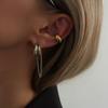 Fashion Personality Geometric Tassel Chain C-shaped Stud Earrings for Women Smooth Surface Stainless Steel Ear Cuff Jewelry Gift