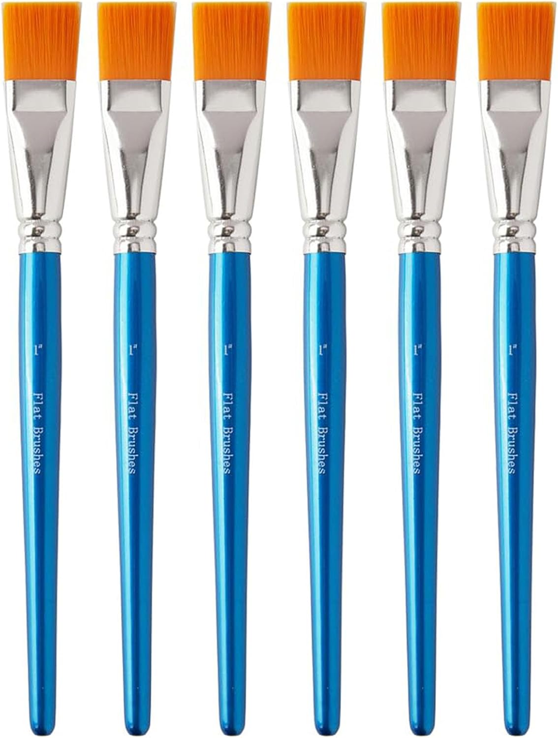 14 шт. 1 дюйм Плоская кисть для рисования - Синтетический нейлоновый ворс Художественные кисти Набор для акрила, О 6 Pcs