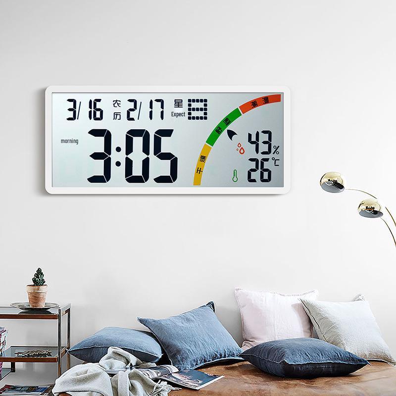 Large LCD Clock with Lunar Calendar, Temperature & Humidity Display for Living Room, Multi-functional Digital Clock 8304.
