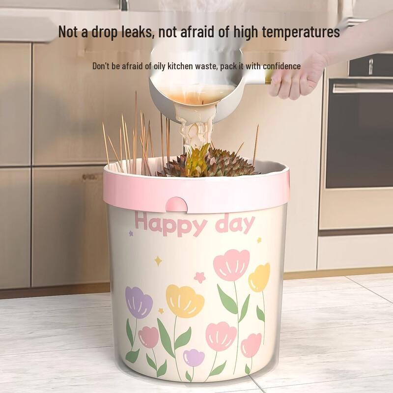 Jiemengzhe Tulip Thickened Drawstring Trash Bags, 5 Rolls