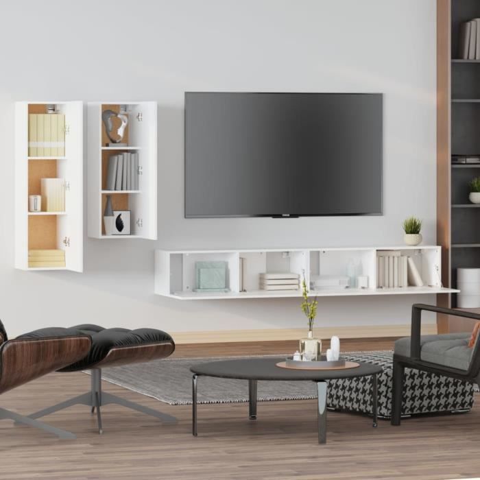 VidaXL TV Furniture Set 4 Pcs White Engineered Wood 3114630