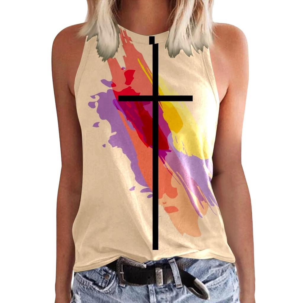 3D printed women's round neck retro casual vest
