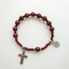 Glass Bead Baptism Religious Gift Catholic for Cross Finger Chain Mini Rosary Sesame Red for Cross Rosary Bracelet for W