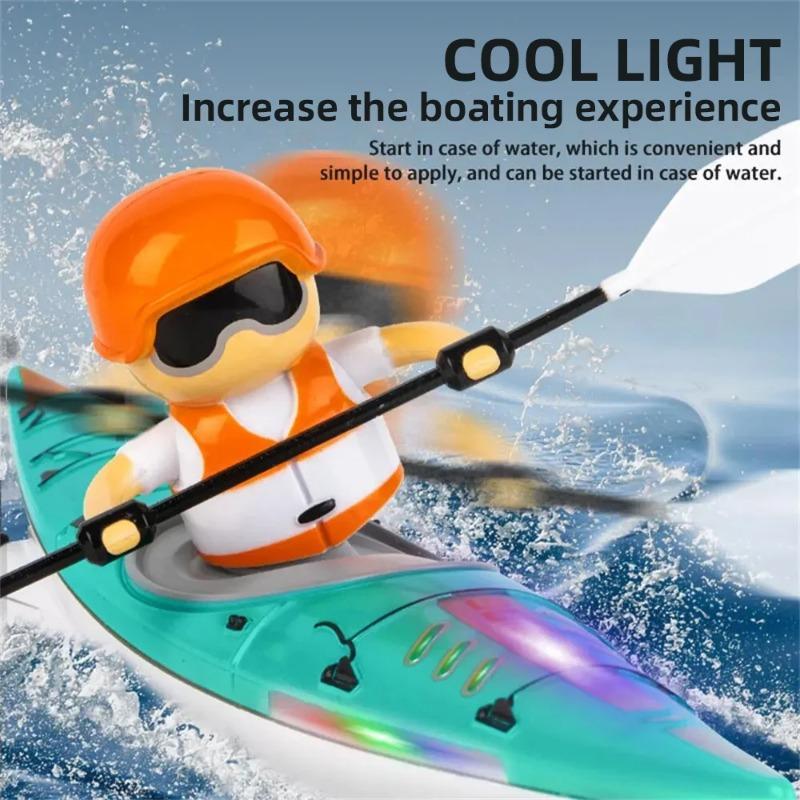 Rc Boat Kayak Racing Ship 2.4G Remote Control Rowing Boat Paddling Water Competition Games Summer Outdoor Toy for Boys Kids Gift