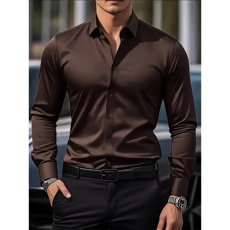 Camisa Masculina de Manga Longa para Verão Roupa Formal de Negócios Top Respirável Leve de Manga Longa para o Trabalho Diário