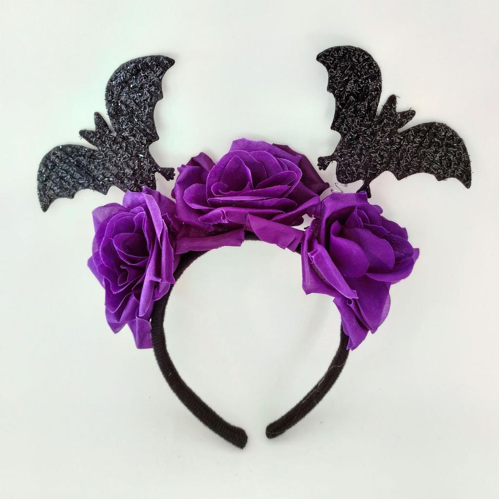 Halloween Black Bat Headband Ghost Festival Party Witch Mischievous Rose Adult Hair Accessories