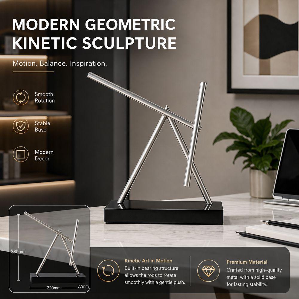 Metal Perpetual Motion Ornament Rotating Structure Desktop Ornament Balance Sculpture Home Decor