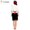 Adult Womens Trendy Red And Black Pirate Costume Dress Featuring Striking Skeleton Theme