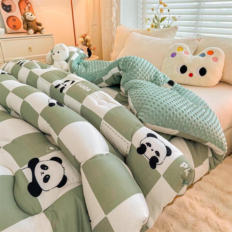 OEING Happy Plaid Bear Thick Winter Quilt 180x220cm